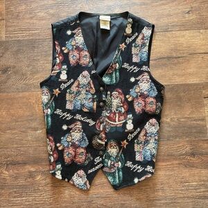 Vintage bobbie brooks Christmas tapestry vest